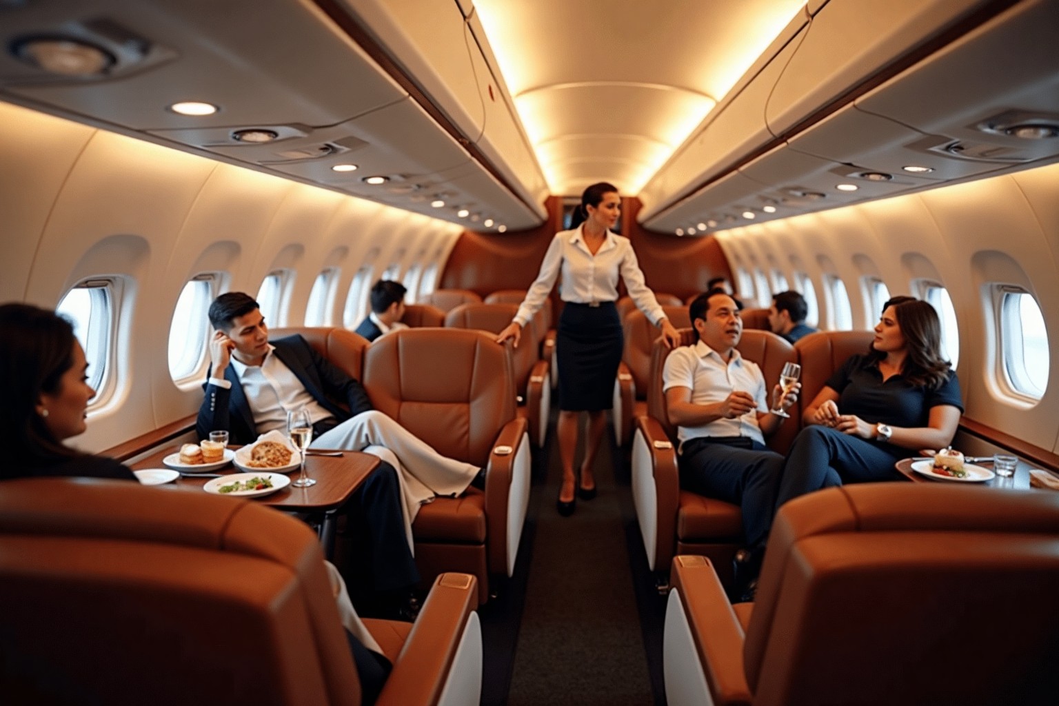 Premium in-flight amenities and entertainment systems